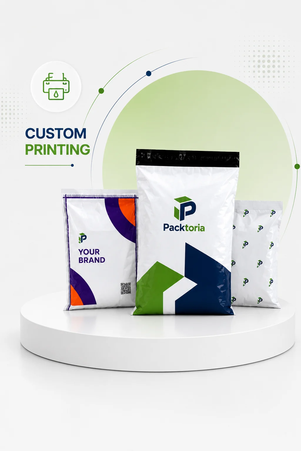 Custom printed packaging — logos, branding and artwork on courier bags and poly bags by Packtoria