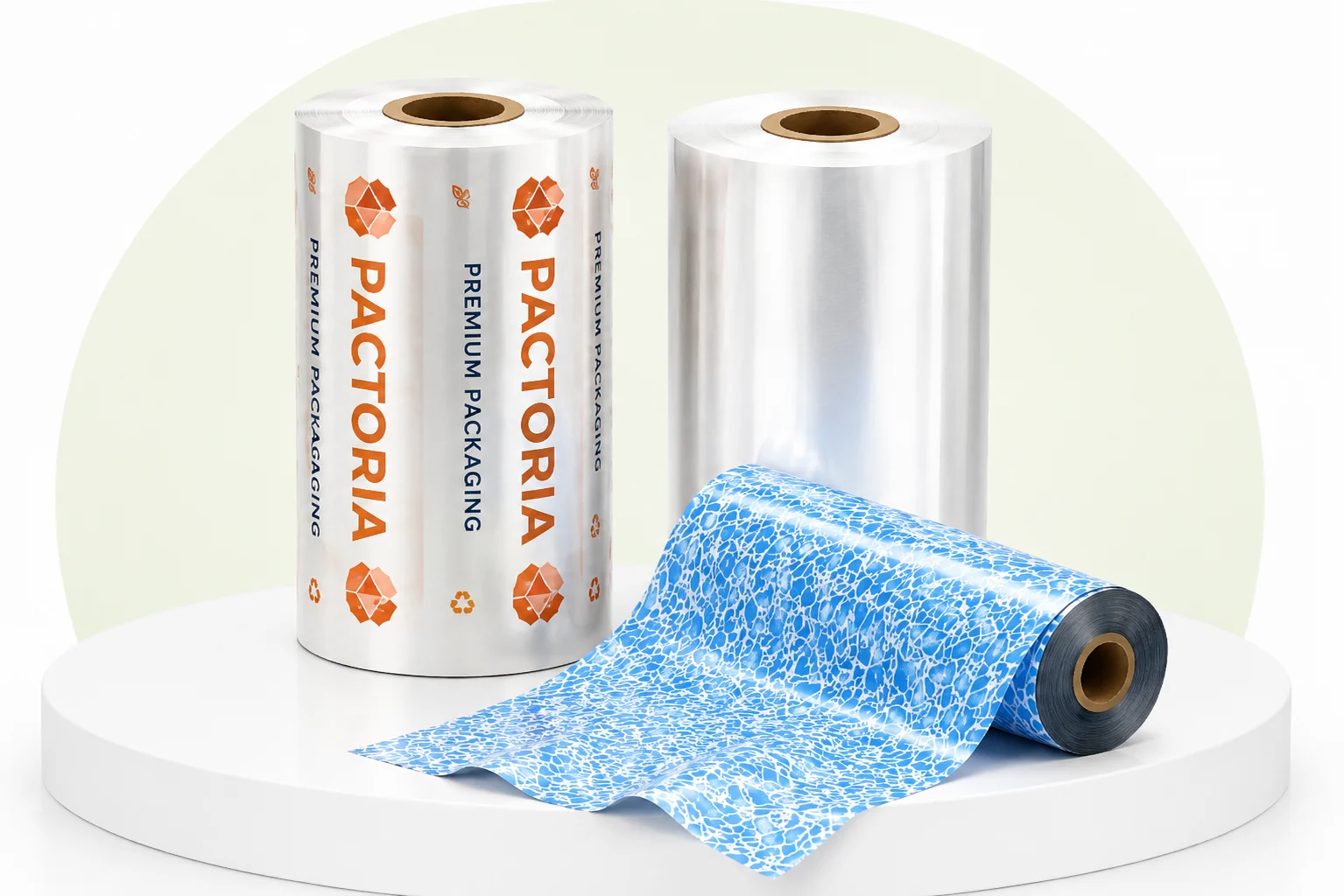 Premium LLDPE and polyethylene packaging rolls manufactured by Packtoria — available in 230mm and 330mm widths with custom printing options